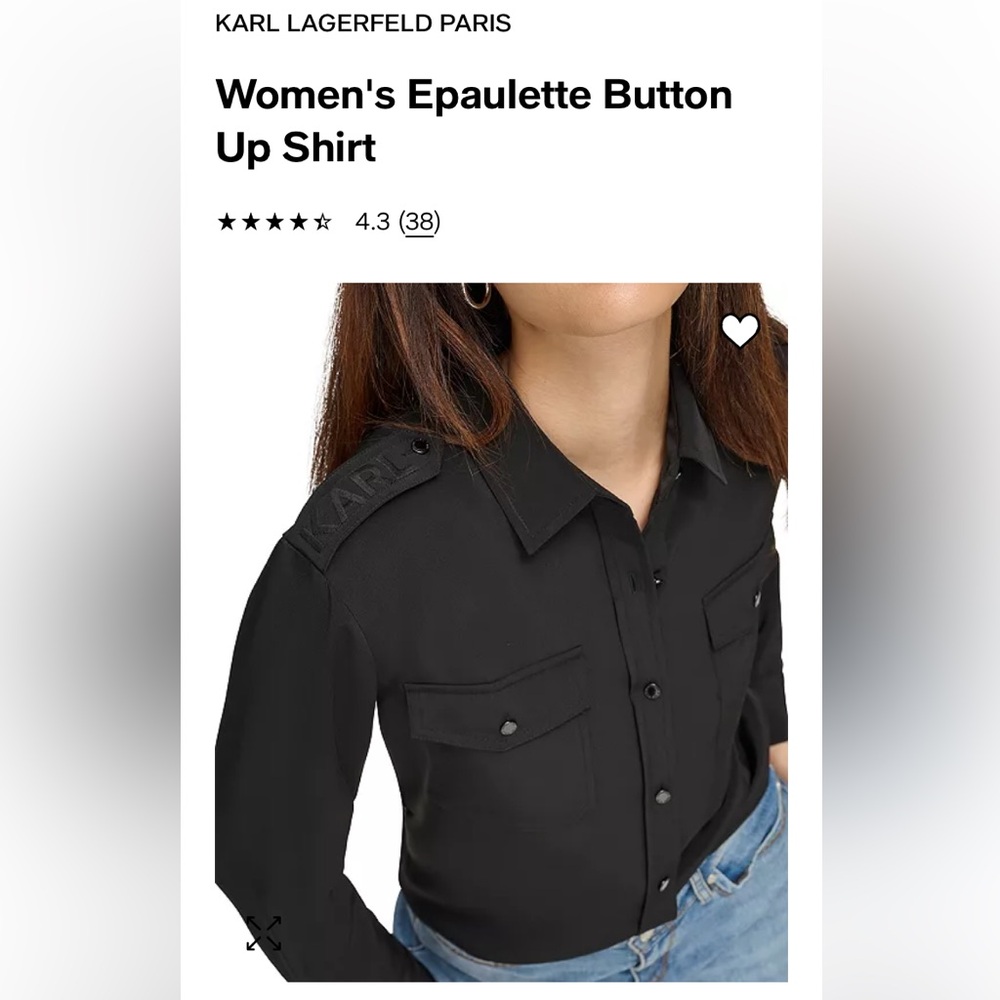 KARL LAGERFELD PARIS
Women's Epaulette Button
Up Shirt/M